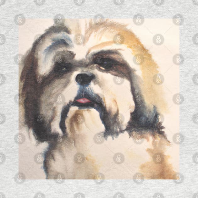 Shih Tzu Watercolor Painting - Dog Lover Gifts by Edd Paint Something